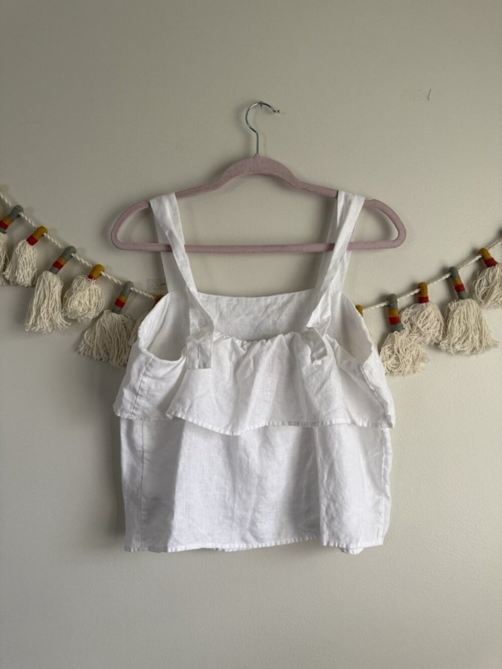 Quince 100% European Linen White Square Neck Tank Beach Coastal Effortless M - Picture 2 of 9